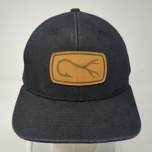 Arcadian Outfitters Snapback Cap Black One Size Adjustable Vented Holes 6 Panel - Picture 2 of 9